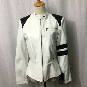 NWT Black Rivet Leather Moto/Biker Jacket Sz Sm